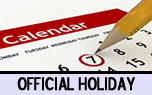 Official Holiday calendar entries.