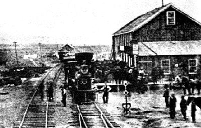 Early 1869 photo of Elko showing the Depot Hotel.