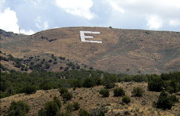 A photo of the big "E" on the hill.