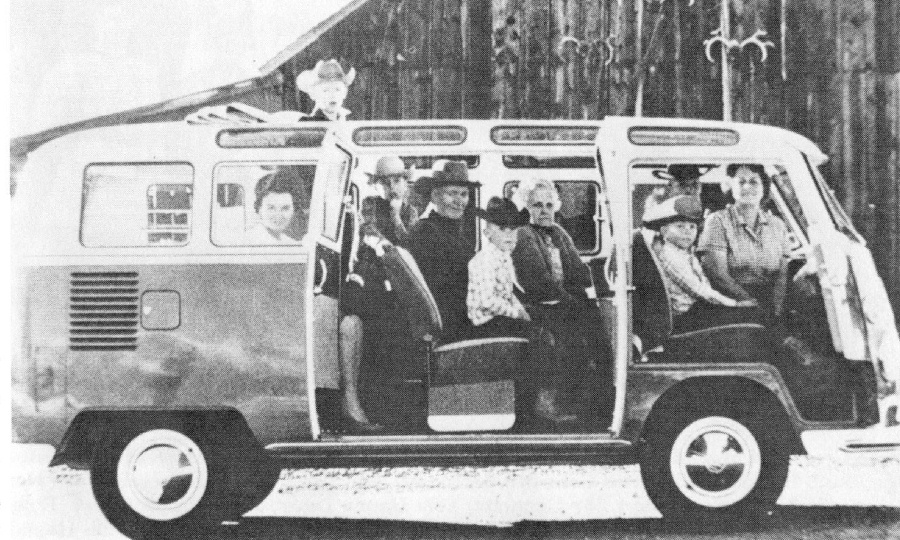 All of Jiggs in a VW bus.