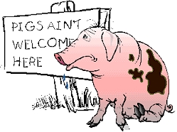 Drawing of a sad pig.