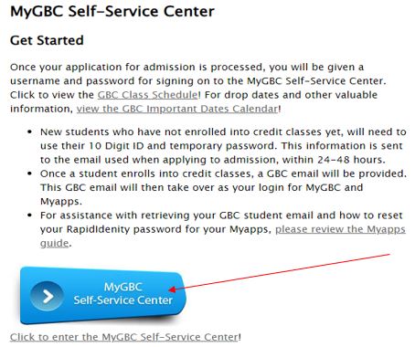 Instructions on how to Click the Student Center button. in image.