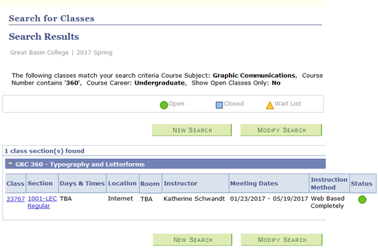 Search MyGBC for classes picture 2.