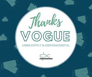 Thank You to Vogue Linen Supply & Uniform Rental graphic.