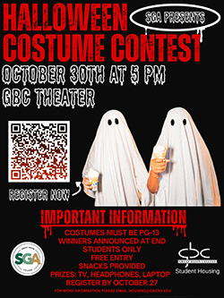 Ghosts against a black background and white and red text.